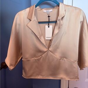 Ro & De Beige Satin Blouse